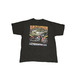 Vintage 90s Harley Davidson Canberra Australia T Shirt Size XL Biker‎ Crocodile